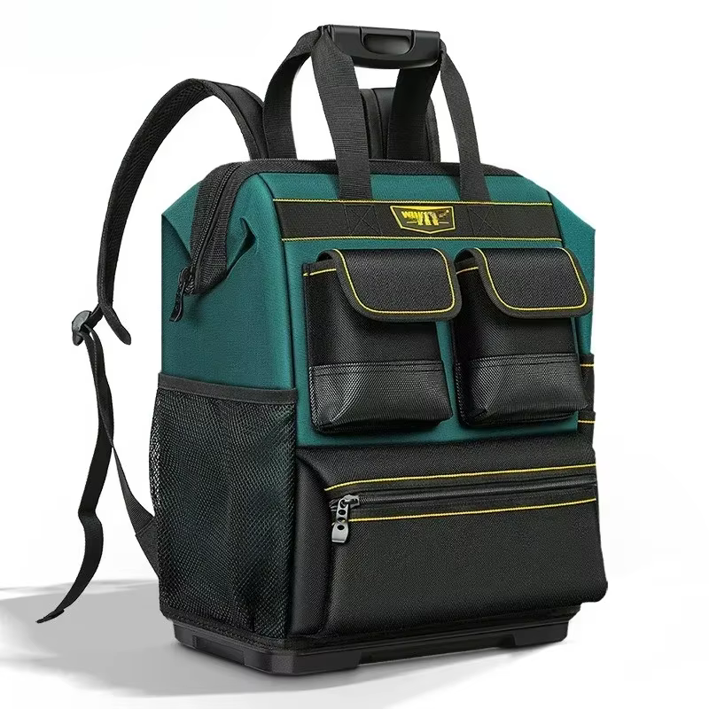 Sac à dos pour outils, plusieurs poches, grande capacité, base en caoutchouc, résistant à l'usure et
