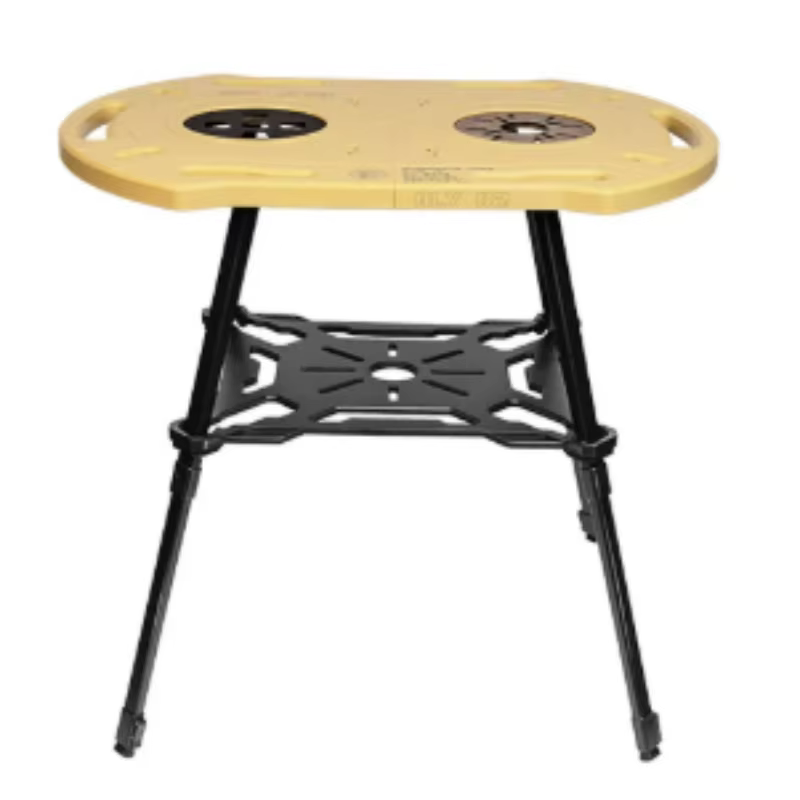 Table de camping tactique pliable avec fente pour lampe, emplacements pour crochets, haute capacité 