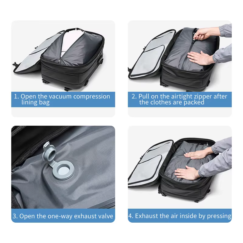 Sac à dos de voyage à compression sous vide pour hommes, sac à dos pour ordinateur portable 17 pouce