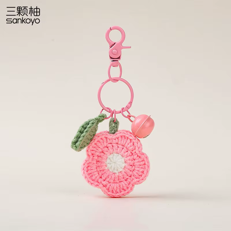 Pendentifs de sac en Crochet en fil de fleur, porte-clés tricoté à la main pour femmes, porte-clés d