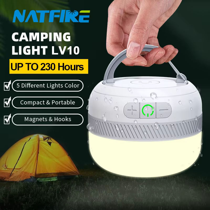 Lanterne de camping aste LV10 avec aimant, lampe de poche portable, luminaire d'urgence, tente de pê