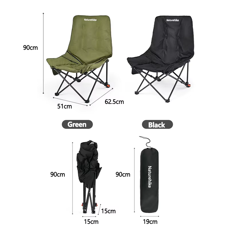 Chaise de camping Naturehike Relax, dossier haut, ultralégère, pliable, portable, capacité de charge