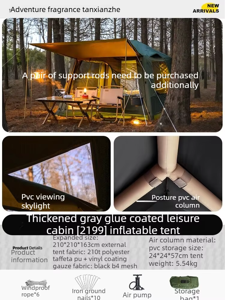 Tente gonflable automatique pour 4 personnes, imperméable, protection UV, tente de camping familiale