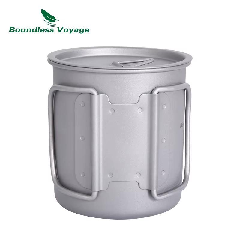 Boundless Voyage Camping Titanium Cup Mug, Outdoor Tourist Picnic Cooking Face Pot, Britware, Randon