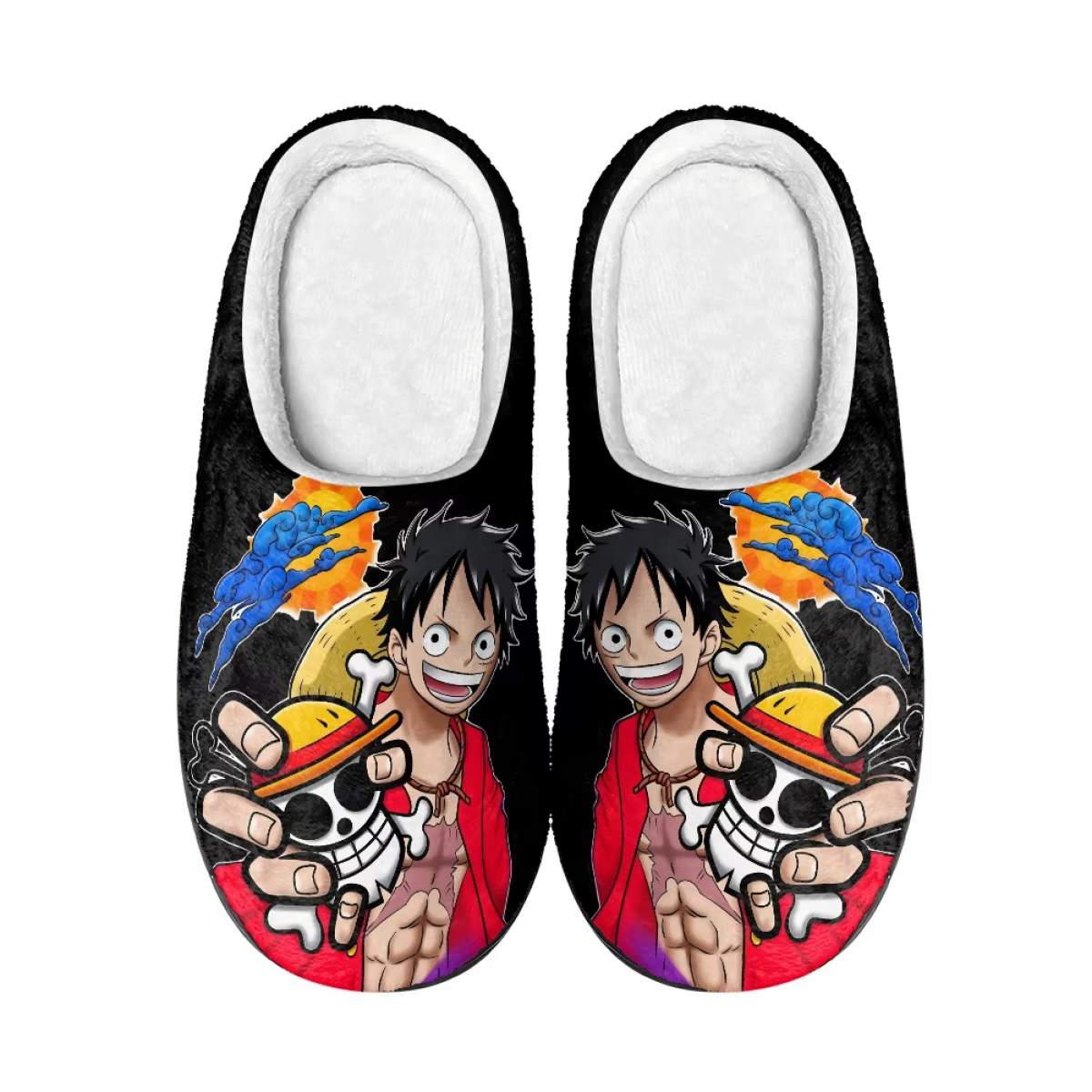 Anime une pièce en peluche pantoufles Luffy Shanks hiver flou chaud coton chaussures mignon Cosplay 