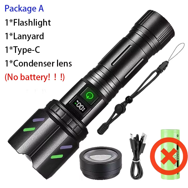 10000000 Lampe de poche tactique Firestarter LM, lampe de poche Led haute puissance, torche Recharge
