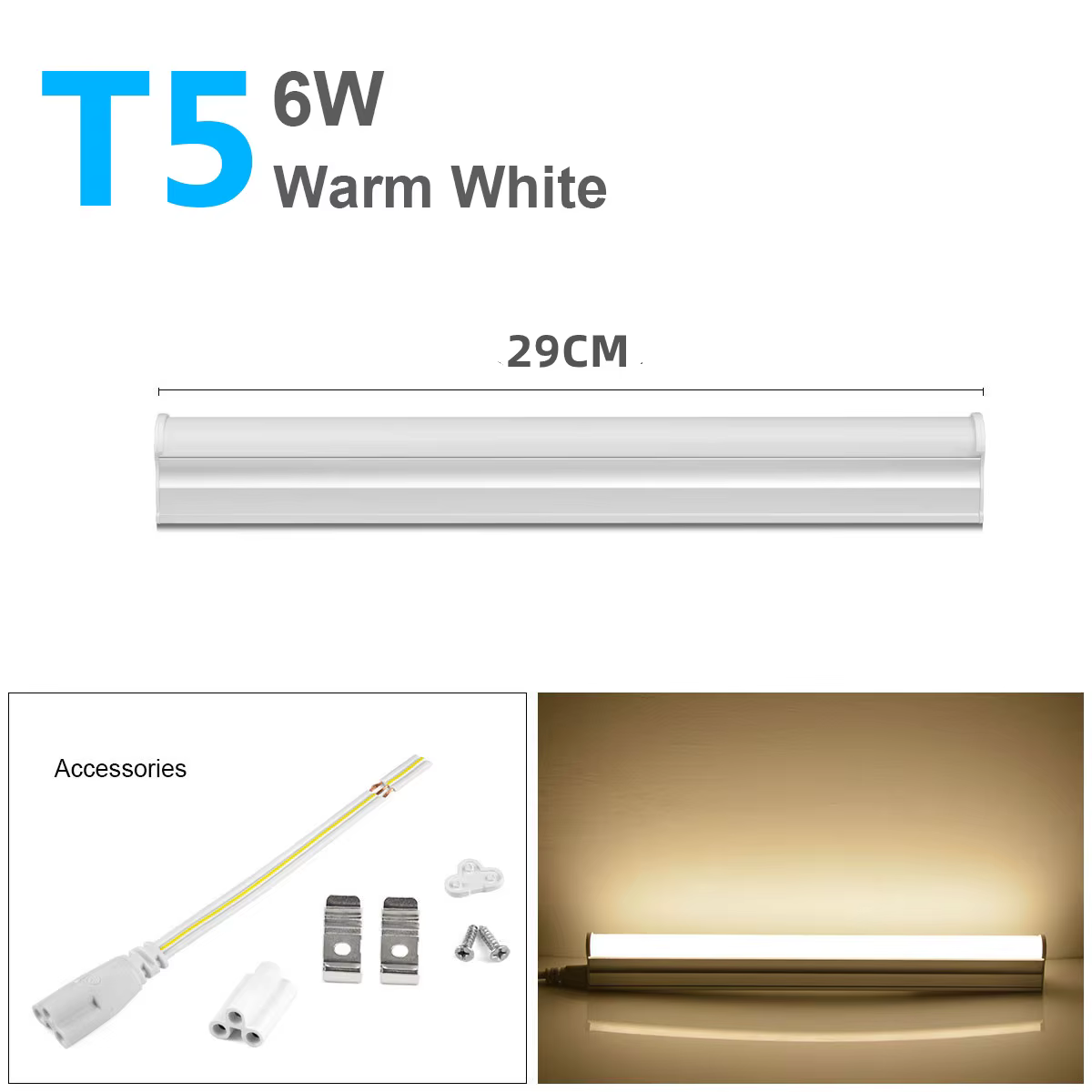 Veilleuse LED t5 à lumen élevé, tube fluorescent de remplacement 6w/8w/15w/25w, lampe t8 sans scinti