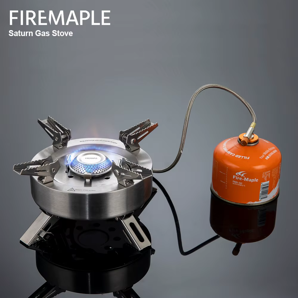 Brûleur à gaz fendu Saturn en érable de feu, Double préchauffeur, cuisinière à gaz de cuisine pliabl