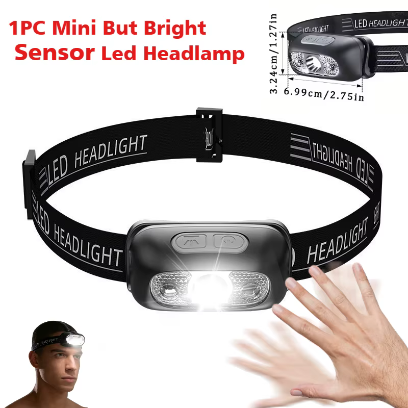 Lampe frontale LED puissante, étanche IPX4, lampe de poche d'urgence, 350LM XPE LED, pour la pêche e