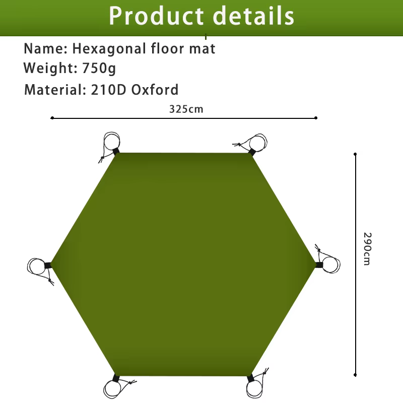 Grand tapis de pique-nique imperméable 4x4, feuille de sol pour tente 3x3, empreinte octogonale, gra