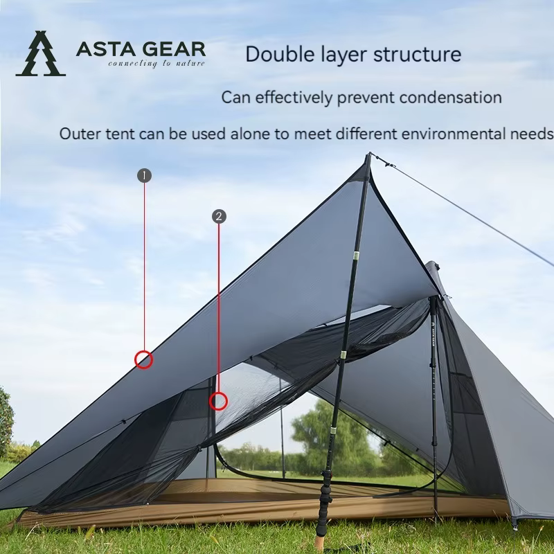 ASTA GEAR-Tente Yun Chuan double face en nylon, revêtement silicone, Dakota ide double A, 15D, campi