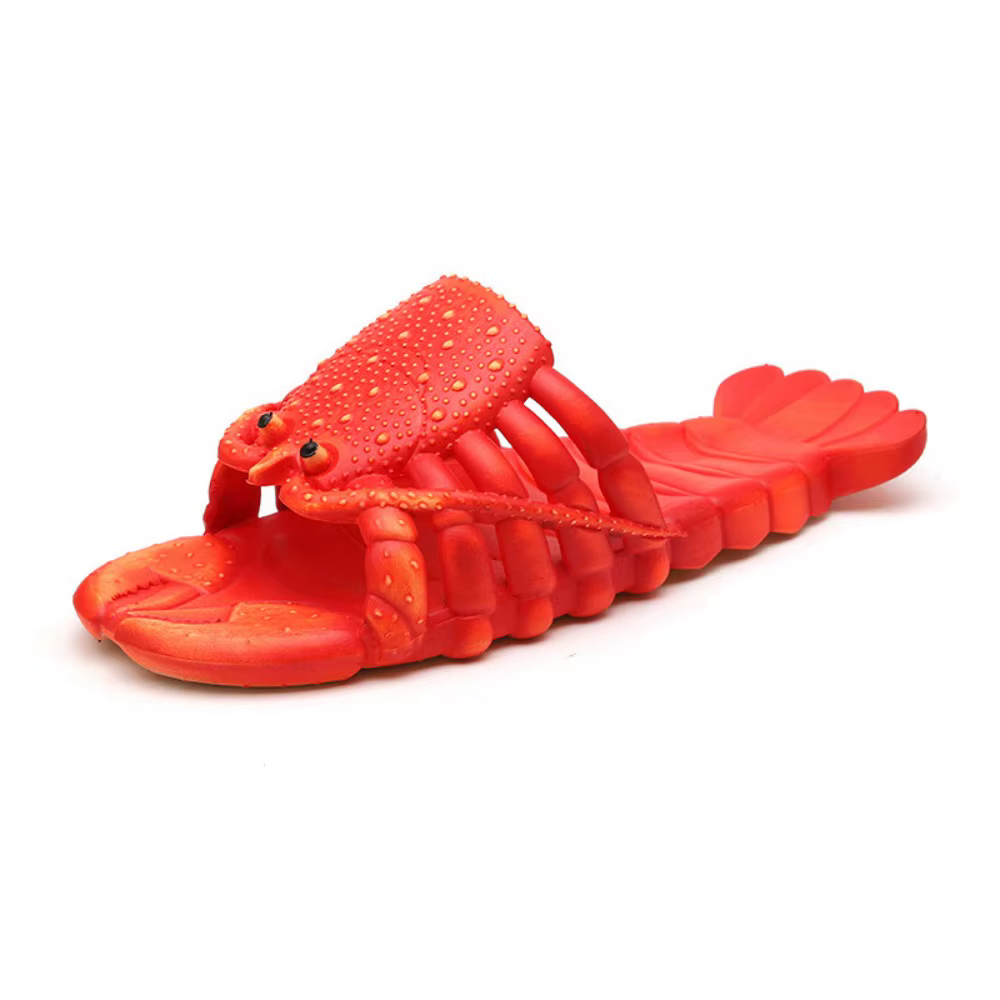 Pantoufles de homard confortables et antidérapantes, pantoufles de crevettes à semelle souple amusan