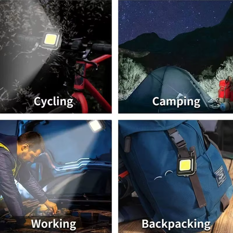 Mini lampe de poche LED COB, porte-clés EDC Super lumineux, lampe de poche d'urgence pour Camping en