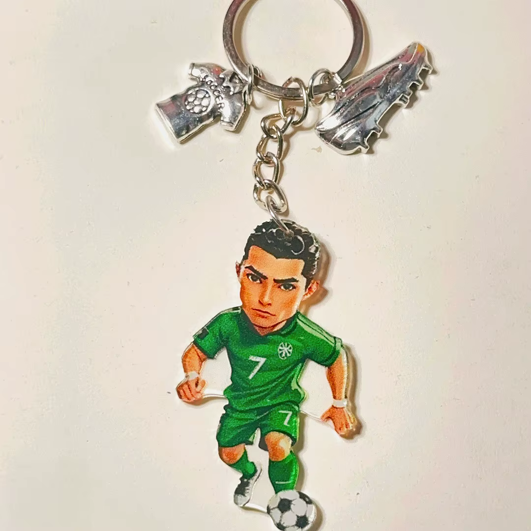 Porte-clés de footballeur, pendentif pour supporters de football, ornement plat en acrylique, breloq