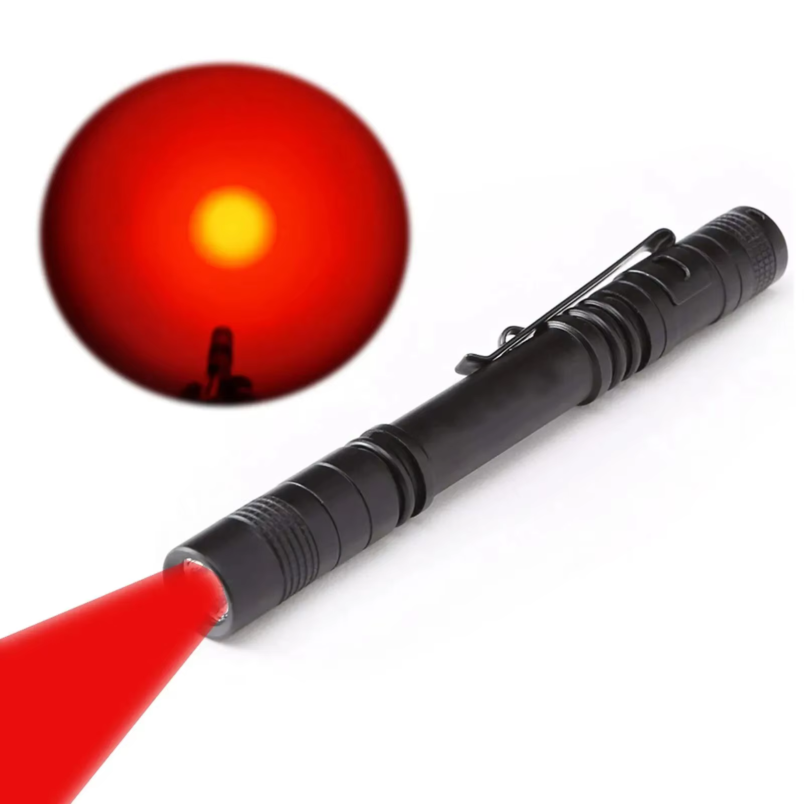 Lampe de poche à lumière rouge, un Mode, pour Camping, randonnée, protection des animaux, détection 