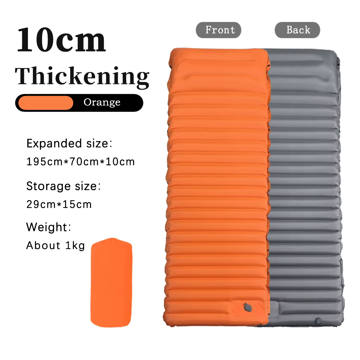 Tapis de couchage de Camping ultraléger Extra épais de 4 pouces, avec oreiller intégré et pompe à pi