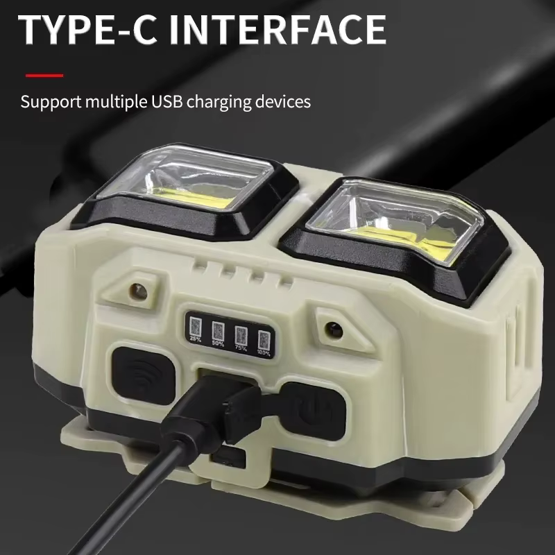 Lampe frontale à capteur LED très brillante, lampe de Charge de Type C avec batterie 18650, étanche,