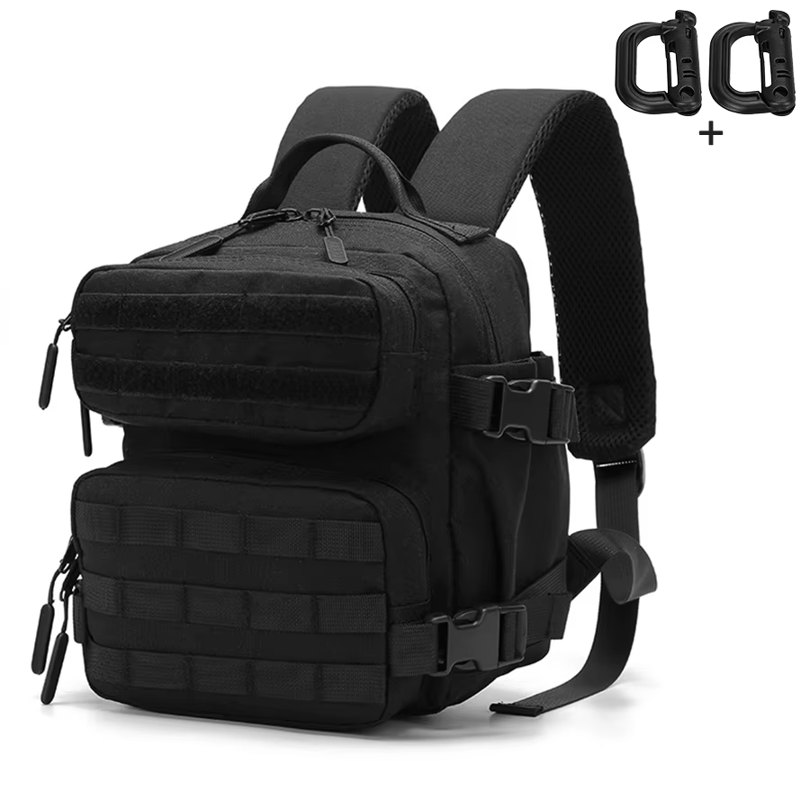 Sac à dos mini multi-compartiments 9L avec sangles MOLLE et panneau dorsal en maille respirante pour
