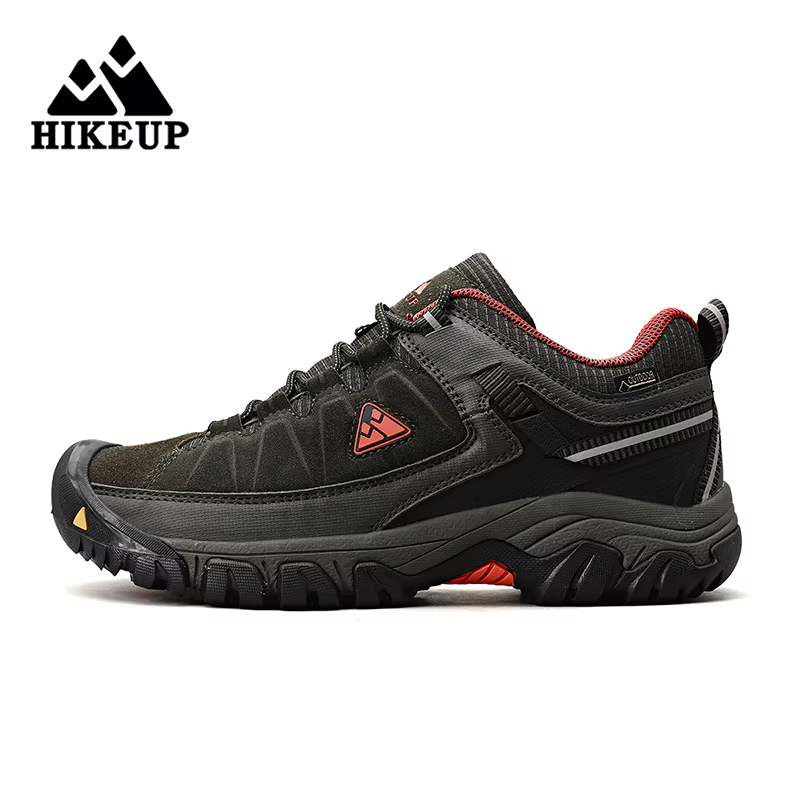 HIKEUP-Chaussures de randonnée en cuir durable pour hommes, baskets de marche en plein air, semelle