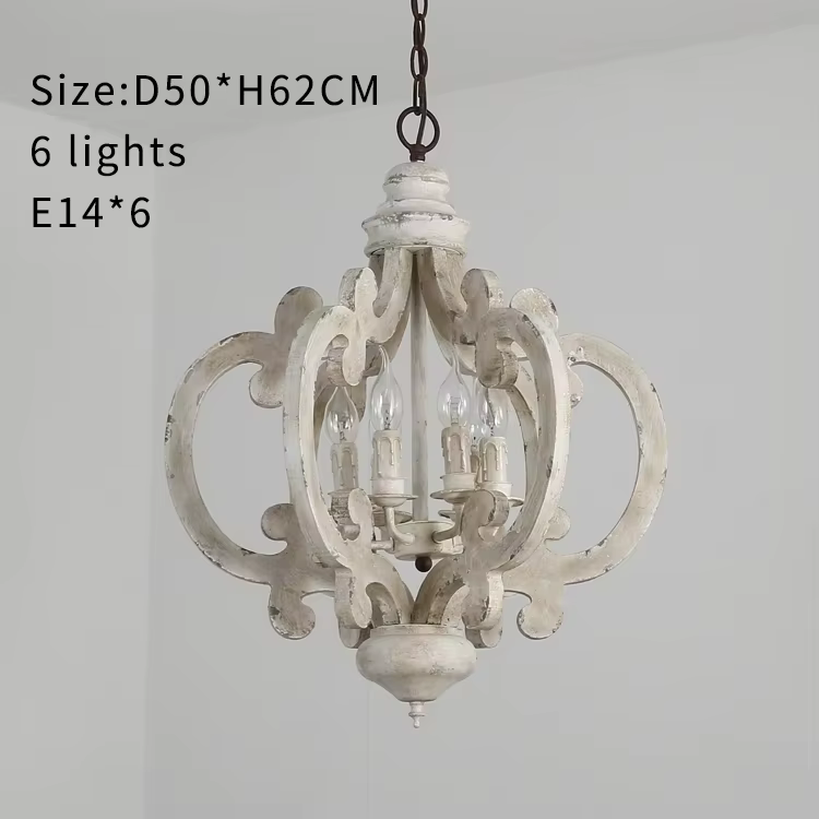 Lustre suspendu en bois style loft, lampe suspendue nordique antique, lampe rétro américaine pour re