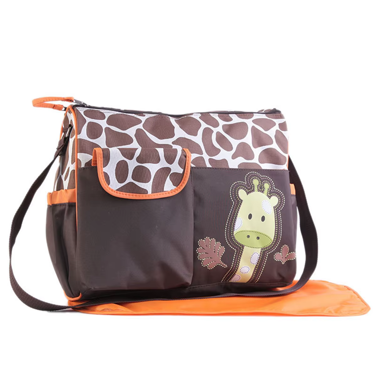 Sac à langer multifonctionnel grande capacité motif girafe de dessin animé, sac à bandoulière pour m