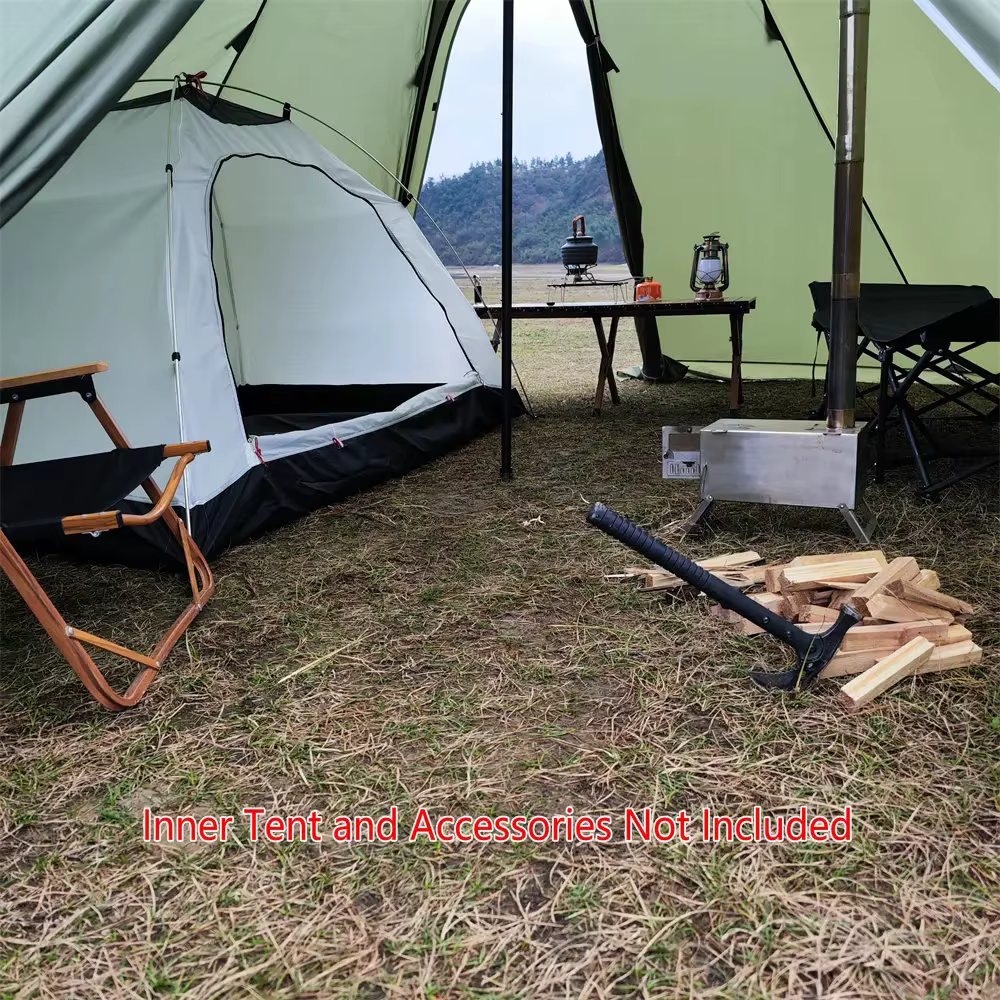 500PRO Tipi tente chaude avec poêle ignifuge Jack 5 ~ 8 personnes télescopes pour équipe familiale s