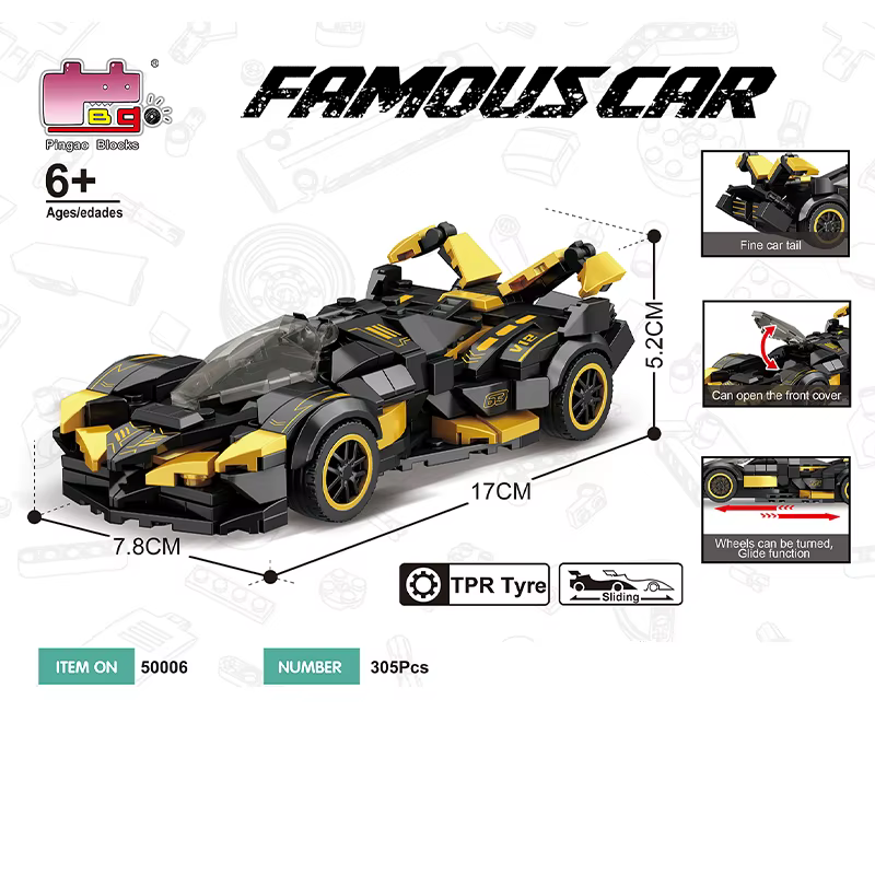 Ensemble de blocs de construction de supercar de course de la série Speed, modèle MOC, cadeaux de No