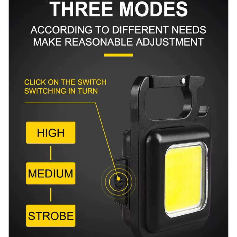 Mini lampe de poche LED COB, porte-clés EDC Super lumineux, lampe de poche d'urgence pour Camping en