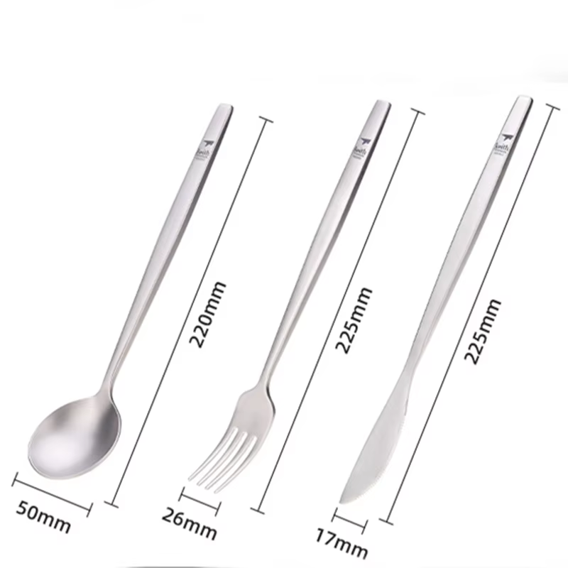 Ensemble de Couverts de Voyage en Titane, Portable, Cuillère, Fourchette, Couteau, Steak, Couverts O