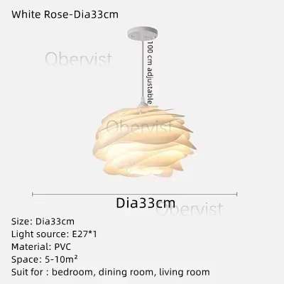 Lustre en forme de rose blanche de designer danois pour îlot de cuisine, chambre à coucher, restaura