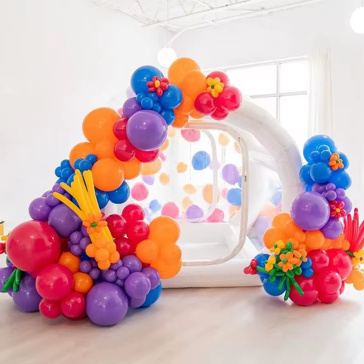 Tente à bulles en PVC transparente pour l'extérieur, maison gonflable chauffée à bulles avec ballons