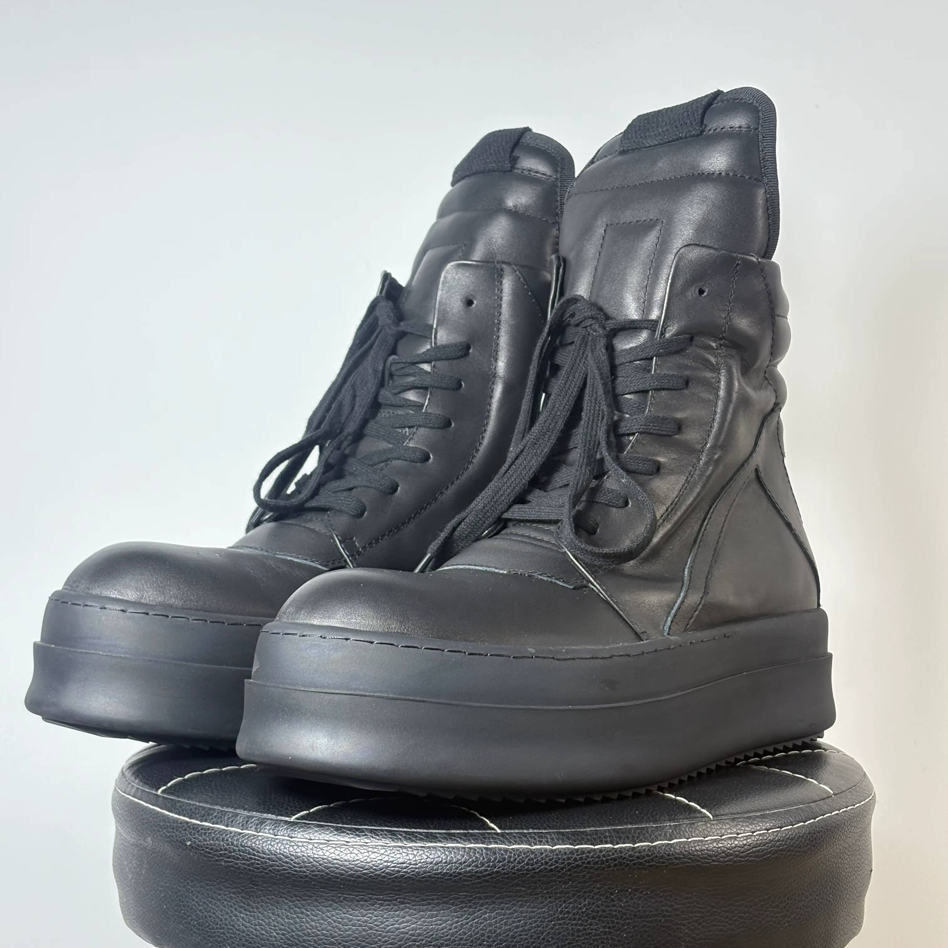 Baskets montantes à plateforme en cuir blanc pour hommes, chaussures de luxe de styliste Vintage à l
