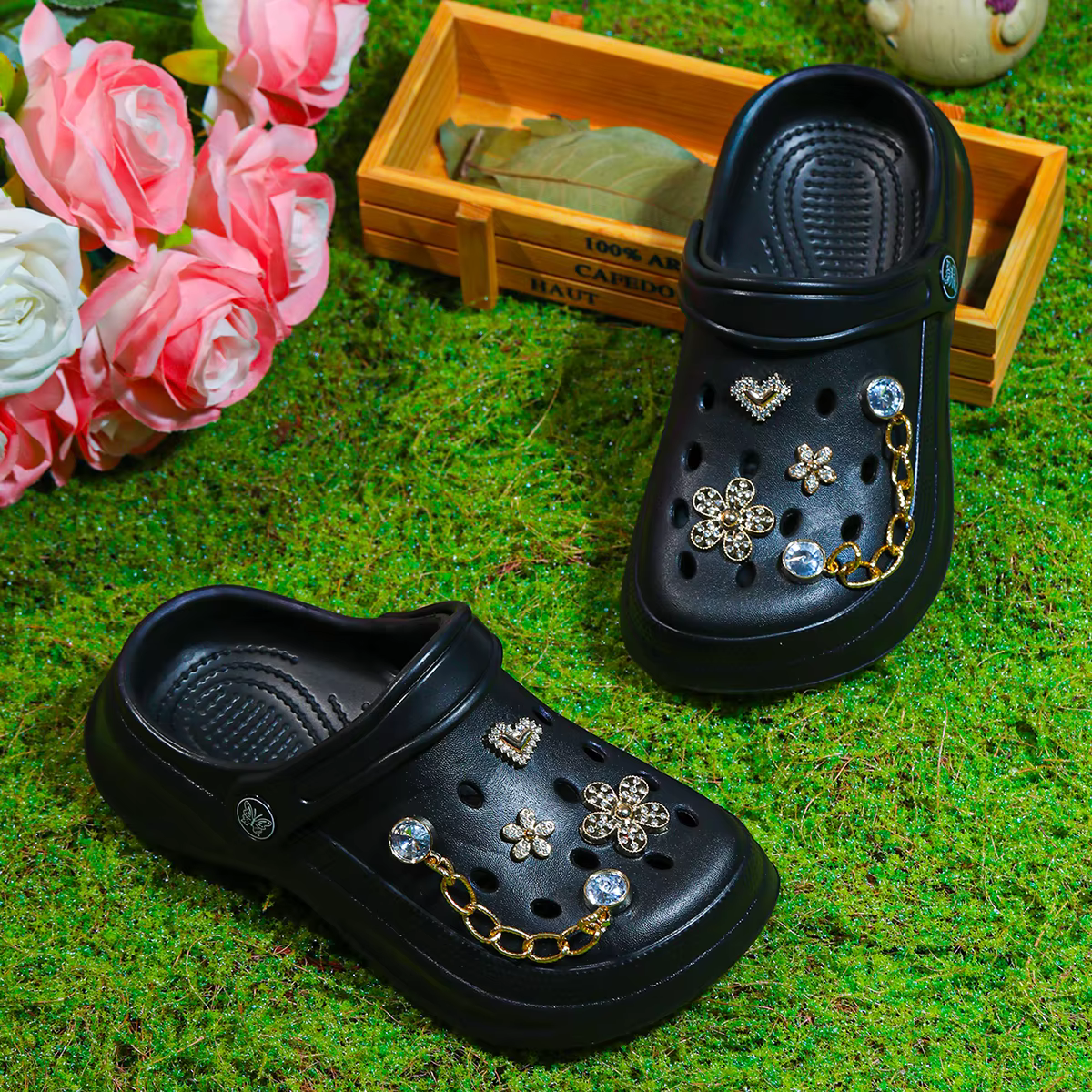 Sabots de jardin légers |   Chaussures de plage d'été avec découpe décorative, antidérapantes et res