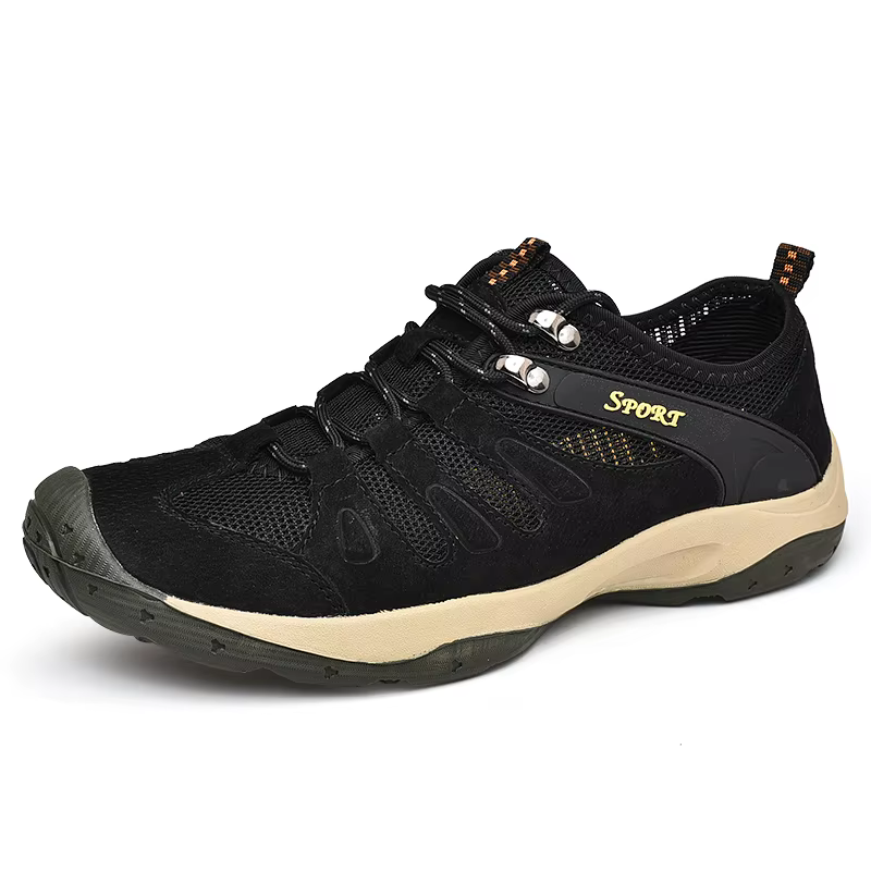 HIKEUP – chaussures d'alpinisme en cuir véritable pour hommes, baskets d'extérieur en maille, respir