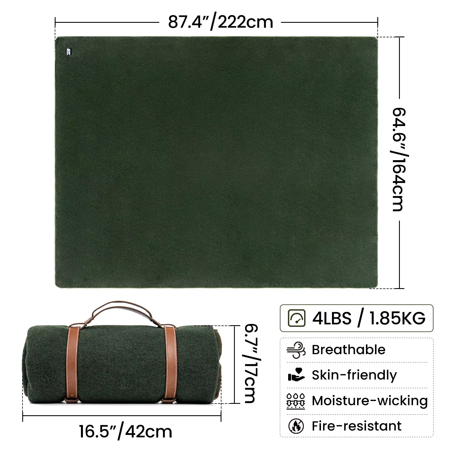 ONETIGRIS grande couverture en laine confortable lavable ultraléger Camping hiver couverture couette