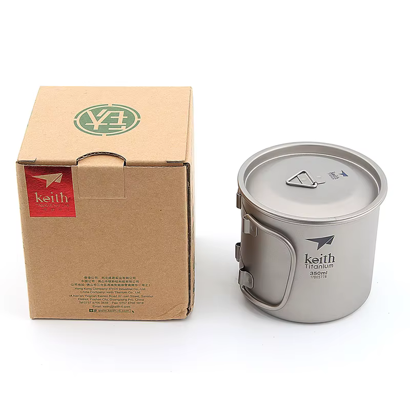 Pamono-Tasse de camping en titane avec poignée pliante, verres, tasse à eau, tasse à bière, tasse à