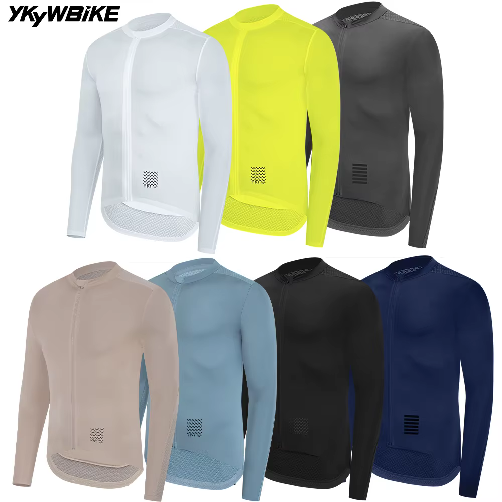 YKYWBIKE Maillot de cyclisme à manches longues hommes Pro vélo de route Chemise longue été Maillot d
