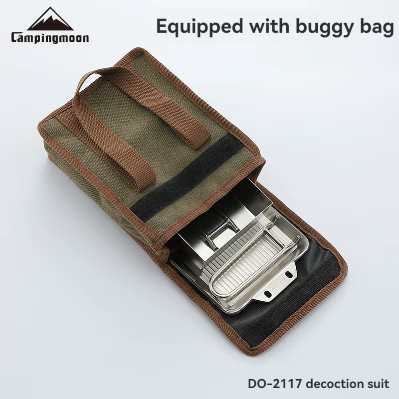 CAMPINGMOON Ustensiles de cuisine de pique-nique de camping en acier inoxydable épais portables avec