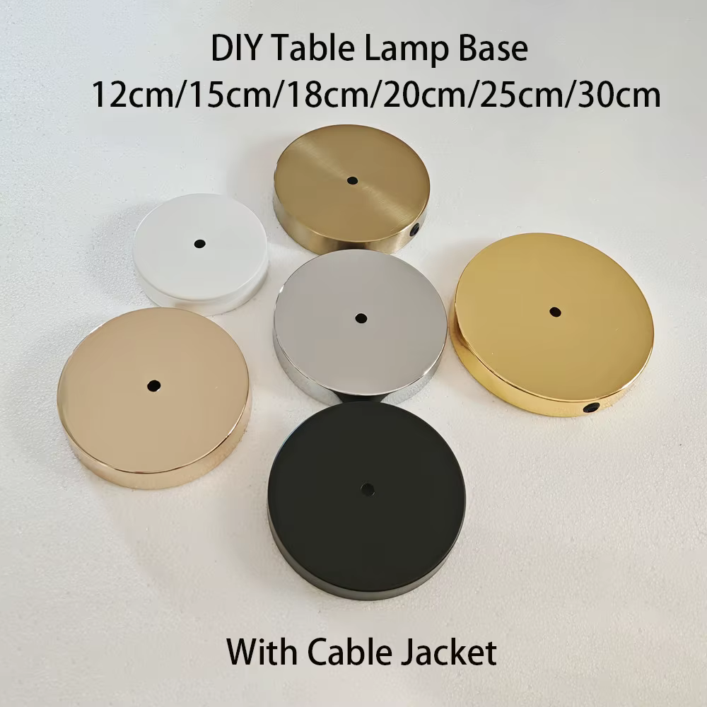 120mm ~300mm table floor lamp metal base with 10mm central hole and side hole fold edge inward 5mm f