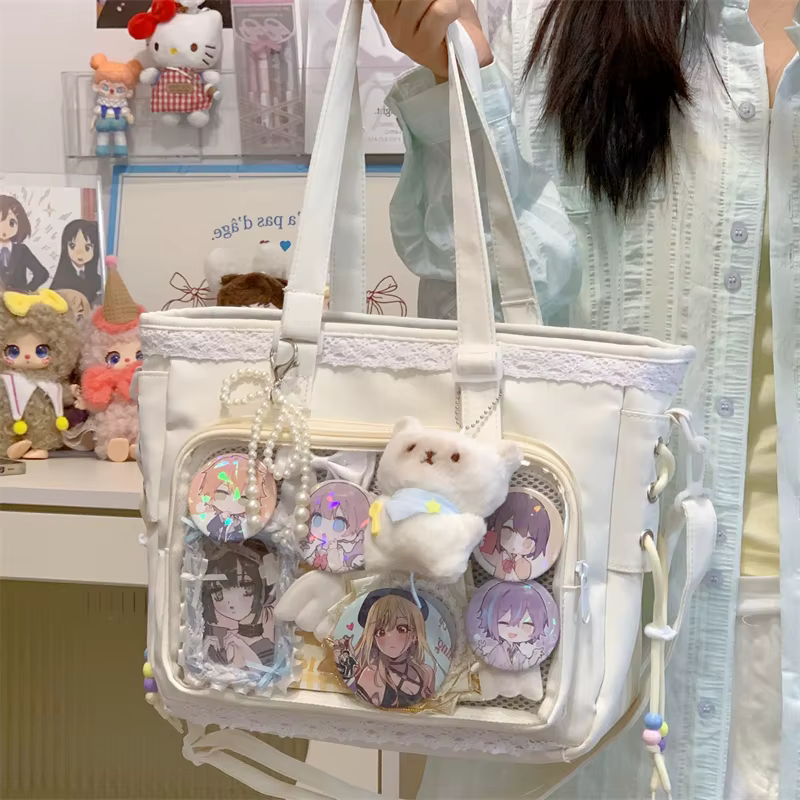 Nouveau sac bandoulière Ulzzang Ita Bag pour femme, style uniforme JK et preppy, avec badges DIY, po