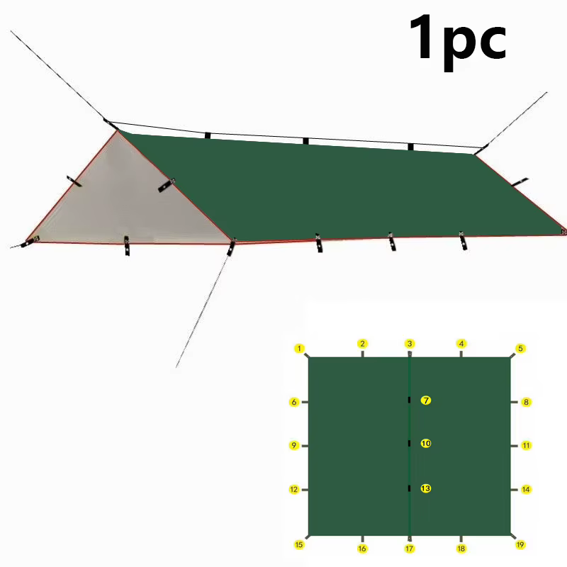 Tente de survie 19 points d'ancrage, auvent imperméable pour camping, abri solaire extérieur pour ra