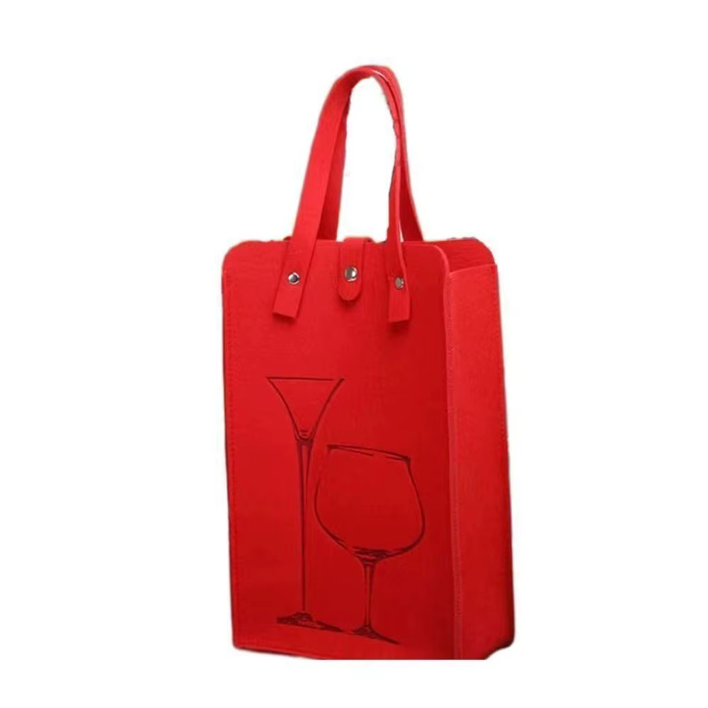 Sac à vin rouge en feutre portable, sac à double détermination, sac de rangement cadeau, sac à clics