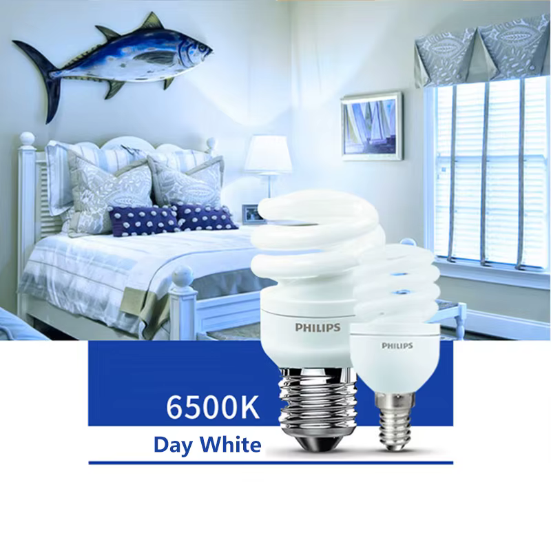 Philips Tornado – vis Edison fluorescente compacte E27, lumière spirale 8W 12W 15W, ampoule à économ