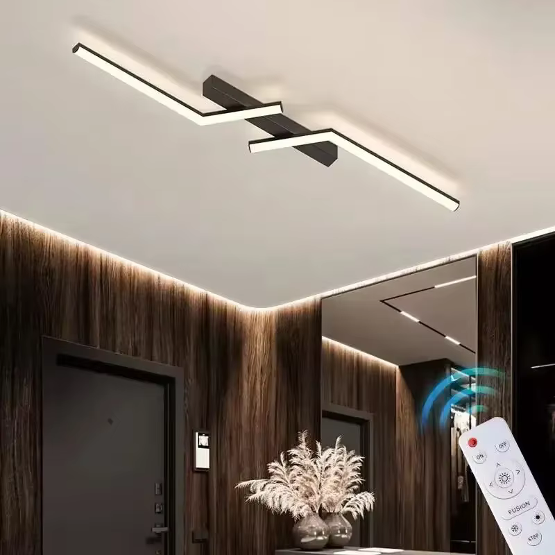 Moderne LED ligne plafonnier moderne salon salle à manger chambre principale étude luminaire or noir