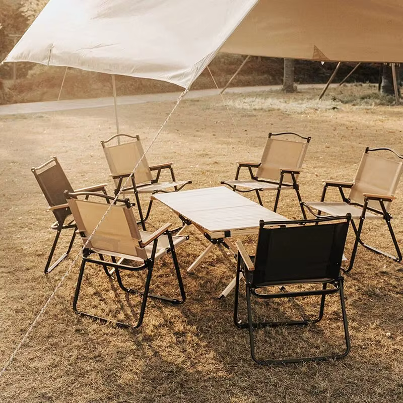 Chaise pliante portable en alliage d'aluminium et bois Mars, équipement de camping en plein air, 2 p