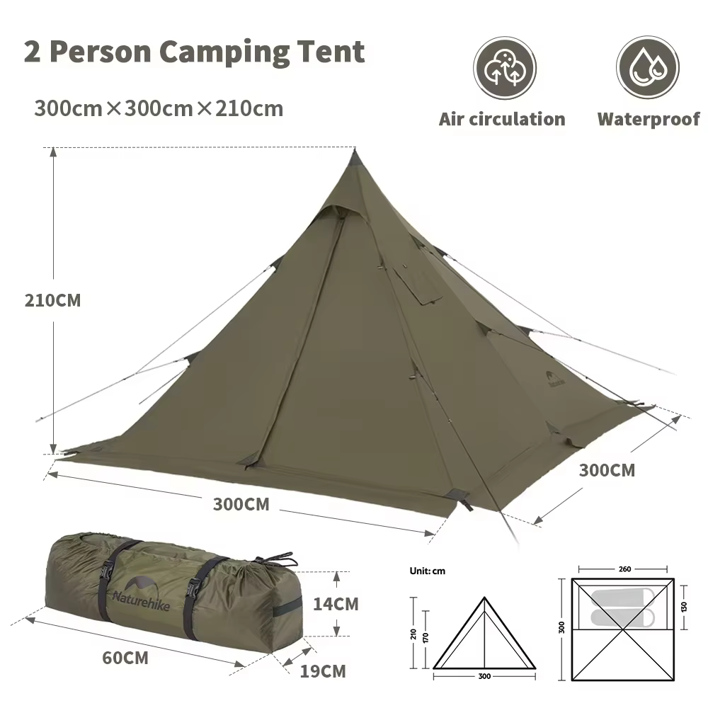 Tente pyramidale Naturehike 2025, tente de camping Ranch Fire, tente d'extérieur multi-mode, ignifug