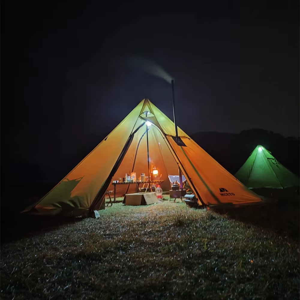 500PRO Tipi tente chaude avec poêle ignifuge Jack 5 ~ 8 personnes télescopes pour équipe familiale s