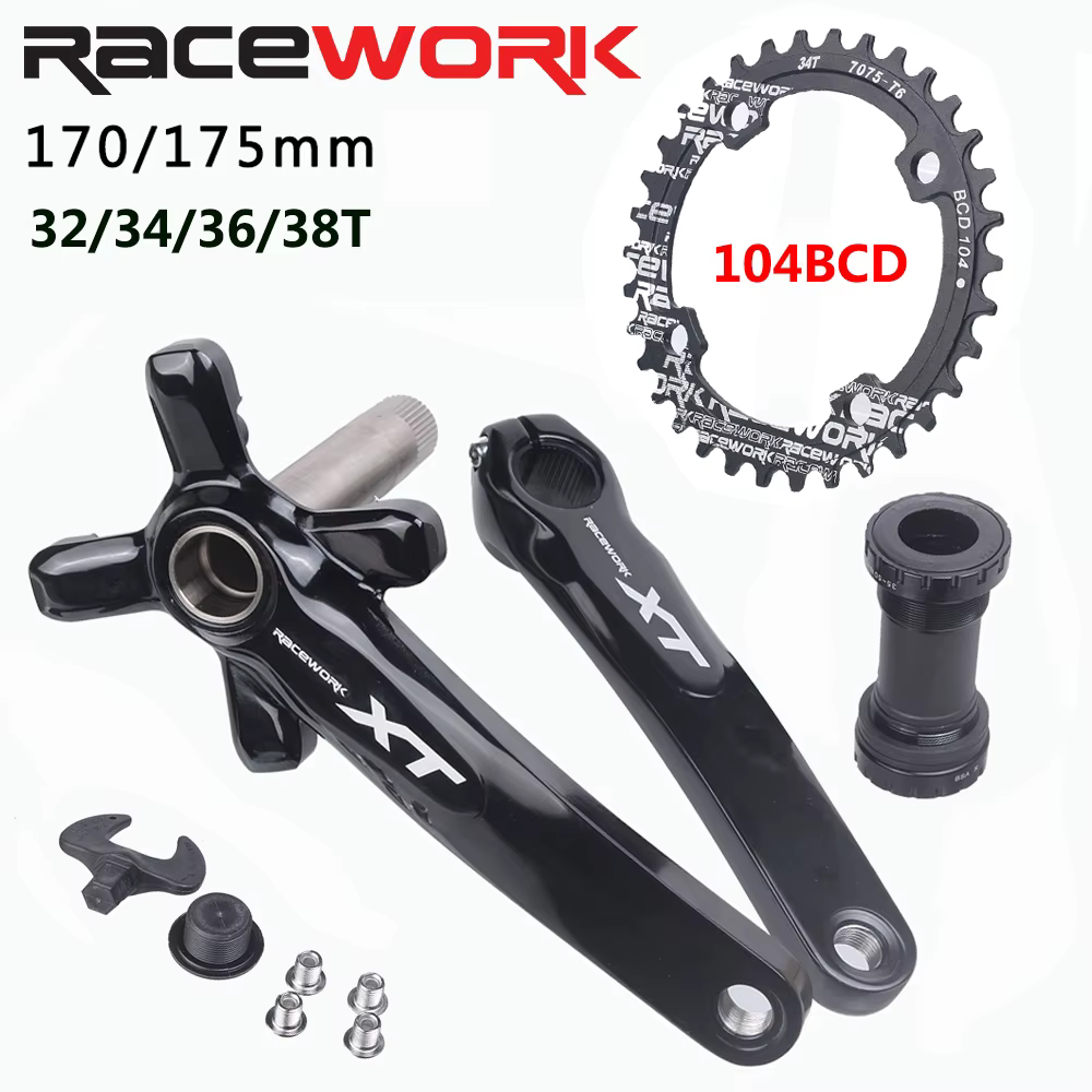 RACEWORK XT vtt pédalier de vélo 104BCD VTT manivelle 170mm 175mm Hollowtech manivelles intégrées 32