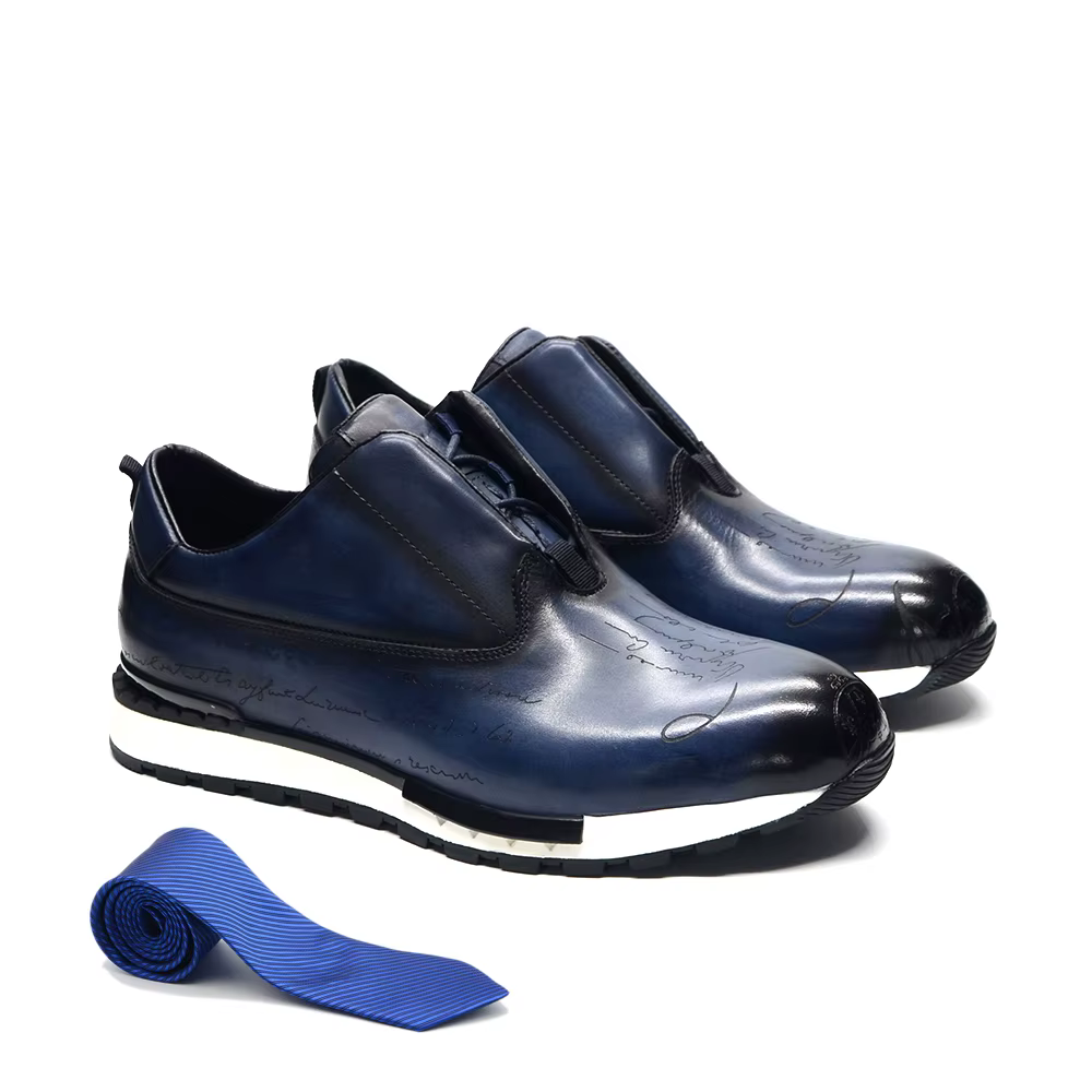 Chaussures de sport décontractées pour hommes, marque classique de styliste, en cuir véritable, à la