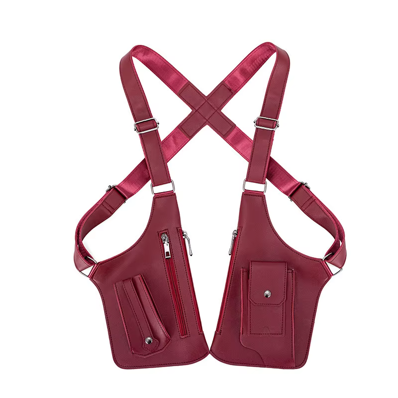 Sac tactique rétro à double bandoulière, multi-poches, antivol, imperméable, en PU, pour la randonné